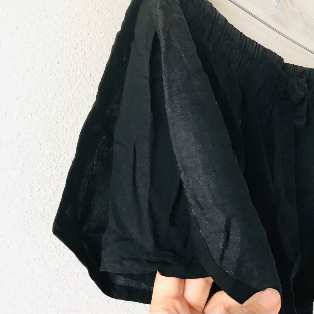 James Perse Drawstring Side Split Linen Shorts 3 - image 3